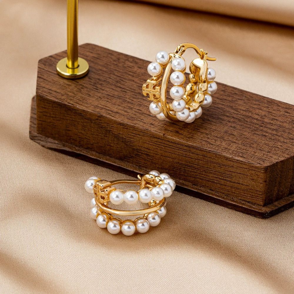 Tory Burch Swarovski Pearl Multi Circle Earrings